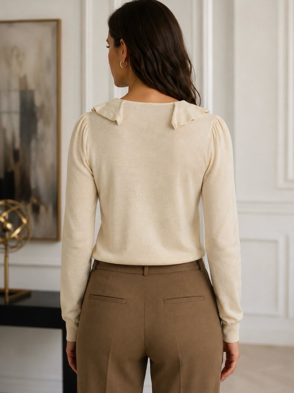 Ralph Lauren Ivory Knit Top with V-Neck Trim .xs .new with tags - Picture 5 of 8